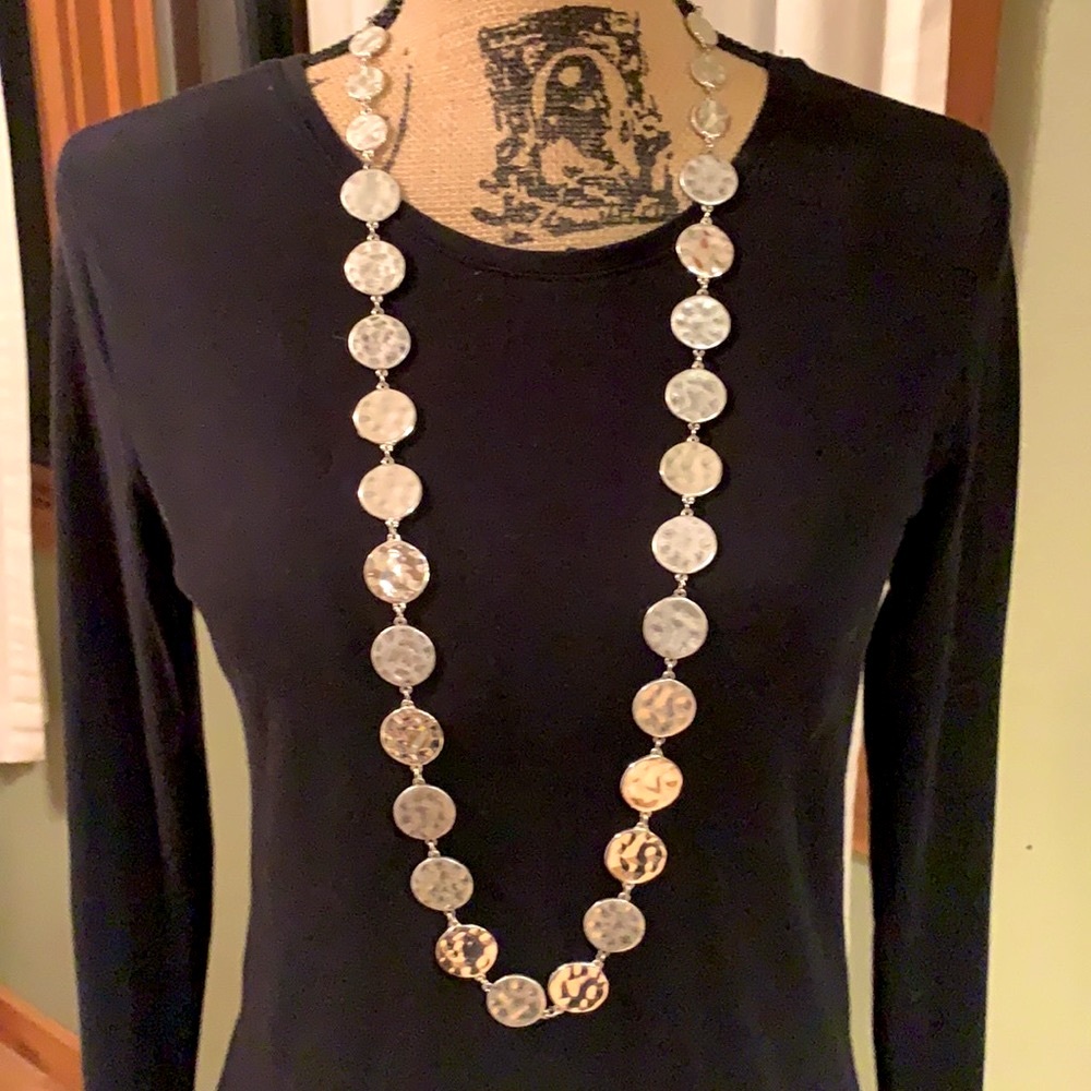 CHICO's Hammered Silver Tone Necklace